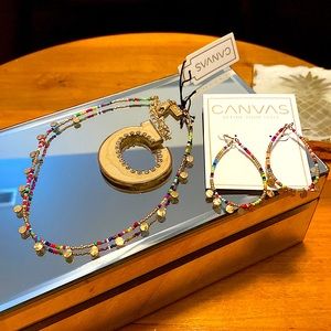 Canvas MultiColor Chocker and Earring Set